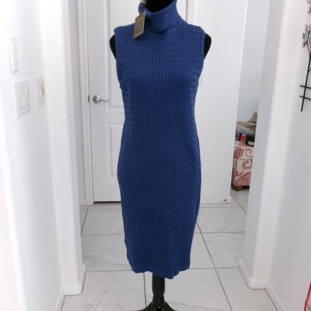New Tommy Bahama Stretch Cable Knit Turtleneck Pickford Dress M Slate Blue